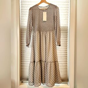 NWT Mad About Style Midi Dress Grey Poka Dot Jilly Box